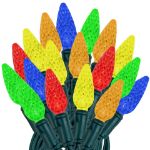 Coaxial *NEW* TrueTwinkle® Multi Color 70 LED C6 Strawberry Mini Lights Commercial Grade on Green Wire