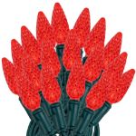 Coaxial *NEW* TrueTwinkle® Red 70 LED C6 Strawberry Mini Lights Commercial Grade on Green Wire