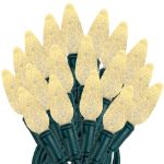 Coaxial Warm White 70 LED C6 Strawberry Mini Lights Commercial Grade on Green Wire