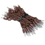 70 Light Traditional T5 Warm White LED Mini Lights Brown Wire