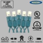 Commercial Grade Wide Angle 50 LED Sun Warm White 25' Long on Green Wire