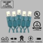 Commercial Grade Wide Angle 100 LED Old Color Warm White (19WW) 50' Long on Green Wire