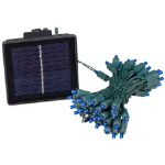 Blue LED Solar Powered Lights 50 Light String 3" Spacing Green Wire
