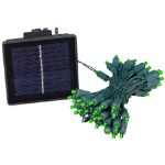 Green LED Solar Powered Lights 50 Light String 3" Spacing Green Wire