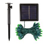 Green LED Solar Powered Lights 50 Light String 3" Spacing Green Wire
