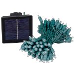 Pure White LED Solar Powered Lights 100 Light String 6" Spacing Green Wire