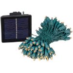 Warm White LED Solar Powered Lights 100 Light String 6" Green Wire