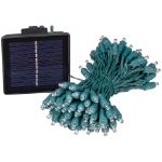 Warm White LED Solar Powered Lights 100 Light String 6" Green Wire
