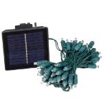 Pure White LED Solar Powered Lights 50 Light String 3" Spacing Green Wire