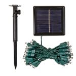 Pure White LED Solar Powered Lights 50 Light String 3" Spacing Green Wire