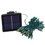 Multi Colored LED Solar Powered Lights 100 Light String 6" Spacing Green Wire