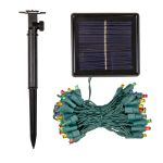 Multi Colored LED Solar Powered Lights 100 Light String 6" Spacing Green Wire