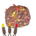 Commercial Grade Wide Angle 100 LED Yellow/Red/Orange 50' Long on Brown Wire