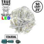*NEW* True Twinkle Coaxial 50 LED Warm White 6" Spacing White Wire