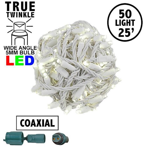 *NEW* True Twinkle Coaxial 50 LED Warm White 6" Spacing White Wire