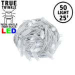 *NEW* TrueTwinkle® LED Christmas Lights 50 LED Pure White 25' Long White Wire