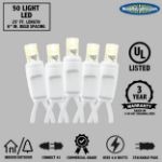 *NEW* TrueTwinkle® LED Christmas Lights 50 LED Pure White 25' Long White Wire