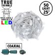 *NEW* TrueTwinkle® Coaxial 50 LED Pure White 6" Spacing White Wire