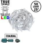 *NEW* TrueTwinkle® Coaxial 50 LED Pure White 6" Spacing White Wire