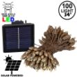 Warm White LED Solar Powered Lights 100 Light String 4" Spacing Brown Wire 