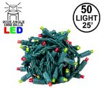 Commercial Grade Wide Angle 50 LED Red/Lime Green 25' Long on Green Wire