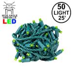 Commercial Grade Wide Angle 50 LED Lime Green 25' Long on Green Wire