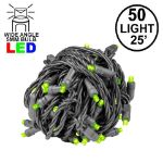 Commercial Grade Wide Angle 50 LED Lime Green 25' Long on Black Wire