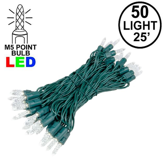 M5 50 LED Pure White 6" Spacing Green Wire