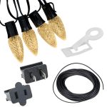 C9 Decorate Like a Pro® Kit - 250' LED Diamond Faceted Warm White Black Wire w/12" Bulb Spacing
