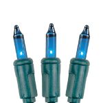 Teal Christmas Mini Lights 100 Light 50 Feet Long on Green Wire