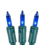 Blue 50 Light 11' Long Green Wire Christmas Mini Lights