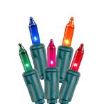 Multi 50 Light 11' Long Green Wire Christmas Mini Lights