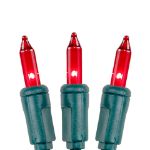 Red 50 Light 11' Long Green Wire Christmas Mini Lights