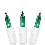 Green 50 Light 11' Long White Wire Christmas Mini Lights