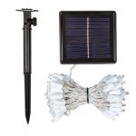 Warm White LED Solar Powered Lights 50 Light String 3" Spacing White Wire