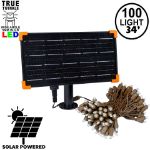 *NEW* TrueTwinkle® Pure White LED Solar Mini Lights 100 Light String 4" Spacing Brown Wire