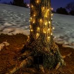 Warm White LED Solar Powered Lights 100 Light String 4" Spacing Brown Wire 
