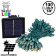 Warm White LED Solar Powered Lights 100 Light String 6" Green Wire