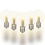 5 Pack Warm White LED G50 Globe Bulbs