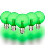 5 Pack Green LED G50 Globe Bulbs