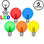 5 Pack Multi Colored LED G50 Globe Bulbs