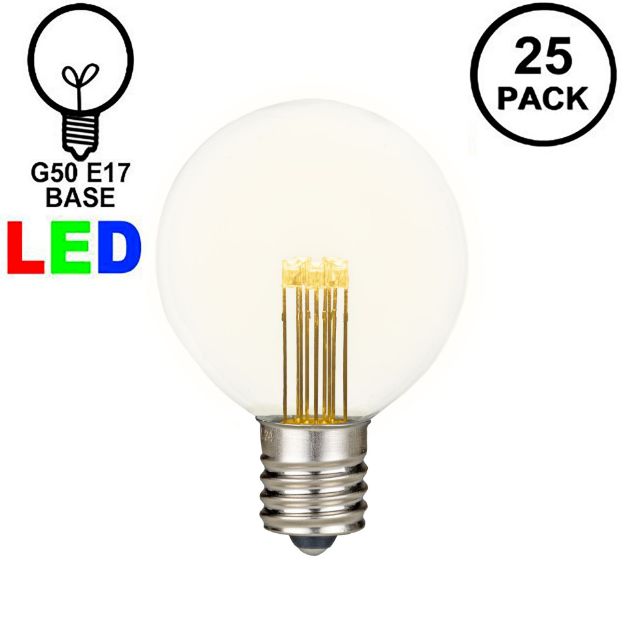 Warm White LED G50 Globe Bulbs - 25pk