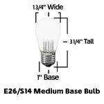 Pure White S14 LED Medium Base e26 Bulbs w/ 9 LEDs - 25pk