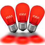 Red S14 LED Medium Base e26 Bulbs w/ 9 LEDs - 25pk