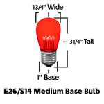 Red S14 LED Medium Base e26 Bulbs w/ 9 LEDs - 25pk