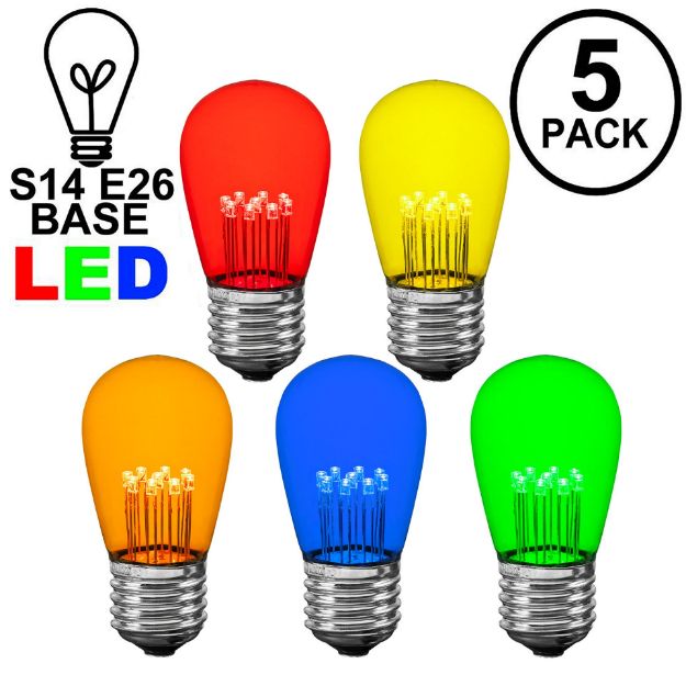 5 Pack Multi S14 LED Medium Base e26 Bulbs w/ 9 LEDs