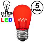5 Pack Red S14 LED Medium Base e26 Bulbs w/ 9 LEDs