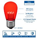 Red S14 LED Medium Base e26 Bulbs w/ 9 LEDs - 25pk