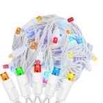 Commercial Grade Wide Angle 50 LED Multi 25' Long on White Wire