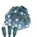 Commercial Grade Wide Angle 50 LED Pure White 25' Long on Green Wire